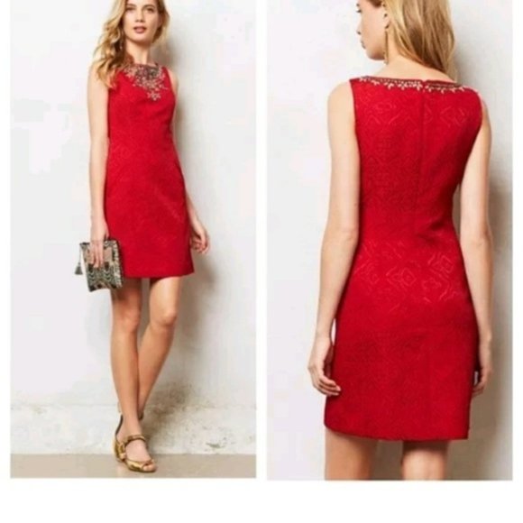 Anthropologie Red Mini Dress - Picture 3 of 10